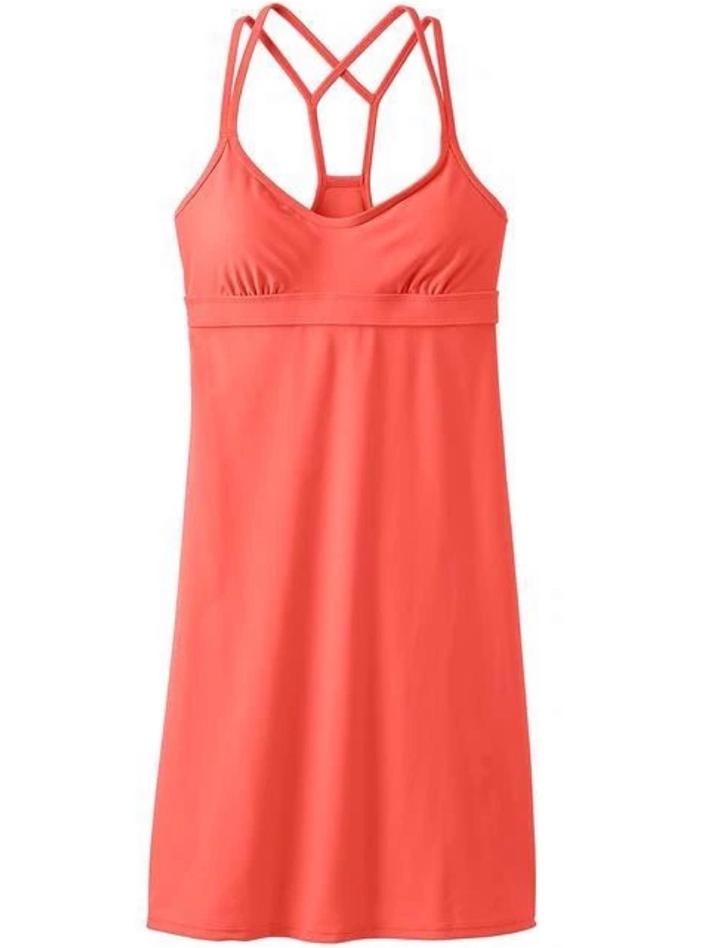 Athleta Coastline Swim Dress Coral Strappy Built In Bra Size Medium